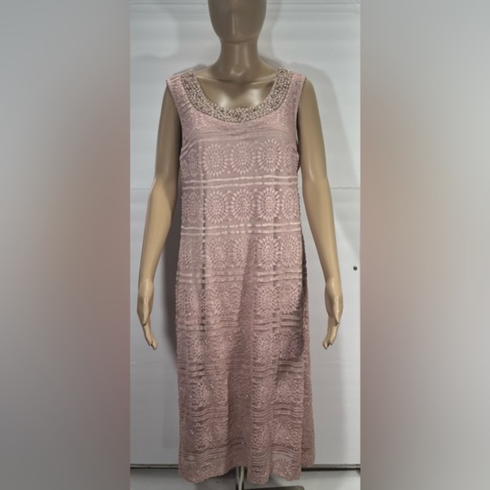 R & M Richards Pink Lace Midi dress